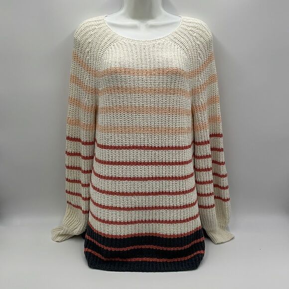 LOFT Sweaters - White, pink and navy striped loft sweater